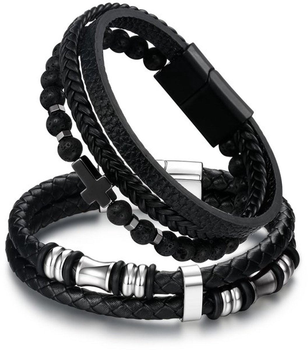 Store_7 - Lederen Armbanden - Klassieke Geschenken - Zwart