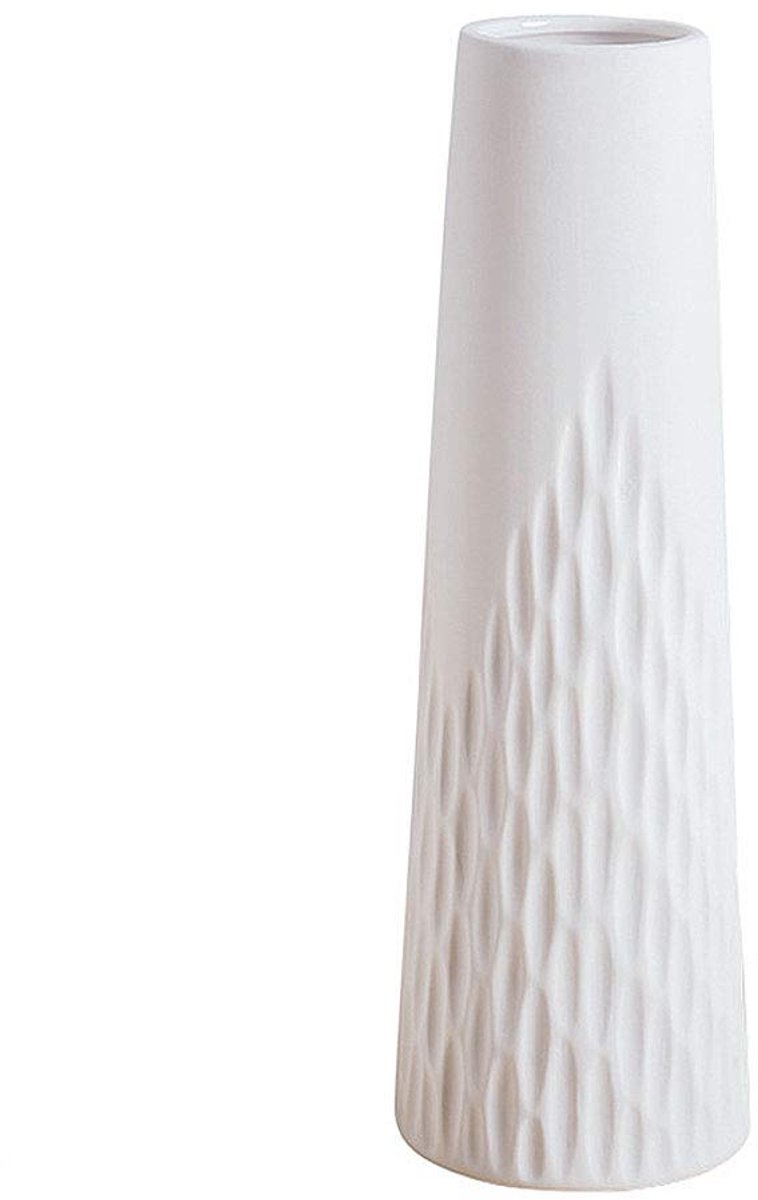 10 inch Desktop Minimalistische Witte Keramische Vazen Home Office Decoratie, Unieke Speckle Finish Bud Vaas voor Bloemen