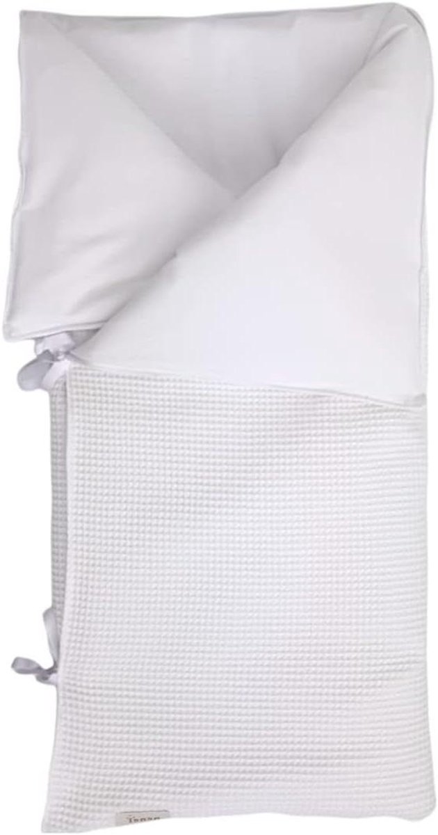 Baby Wikkelzak - Voetzak Deken - Baby Warm Houden - Uitneembare Vulling - 95 x 72 cm - Wafelwit