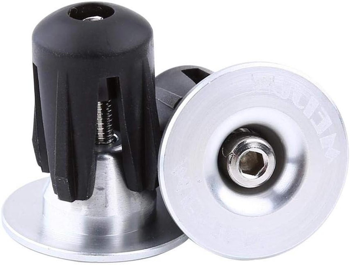 Fietsstuur Einddoppen - Handvat Stops - Fietsen Beschermen - Aluminium Plastic - 2 stuks - Zilver