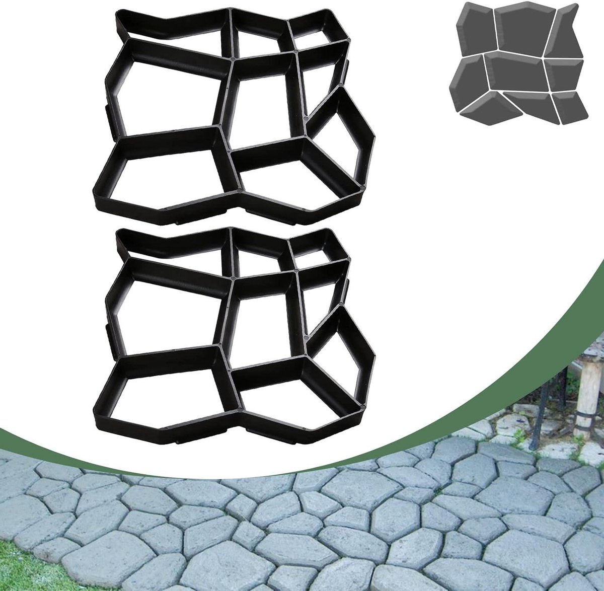 Betonvorm Bestrating - Tuinpad Mal - Eigen Pad Maken - Herbruikbaar Polypropyleen - 43 x 43 x 4 cm - Zwart