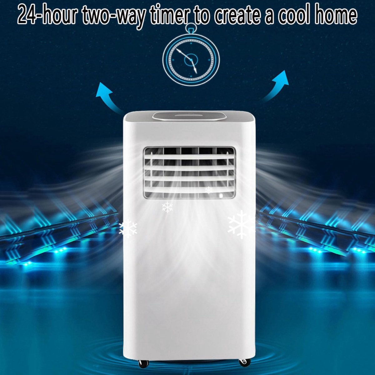 Mobiele airco - Draagbare airconditioner - 7000 BTU - koelt tot 28 vierkante meter - slimme airco met afstandsbediening - 3-in-1 koel- ontvochtigings- en ventilatorfunctie - 24-uurs timer en 120° zwenkfunctie – foto 2