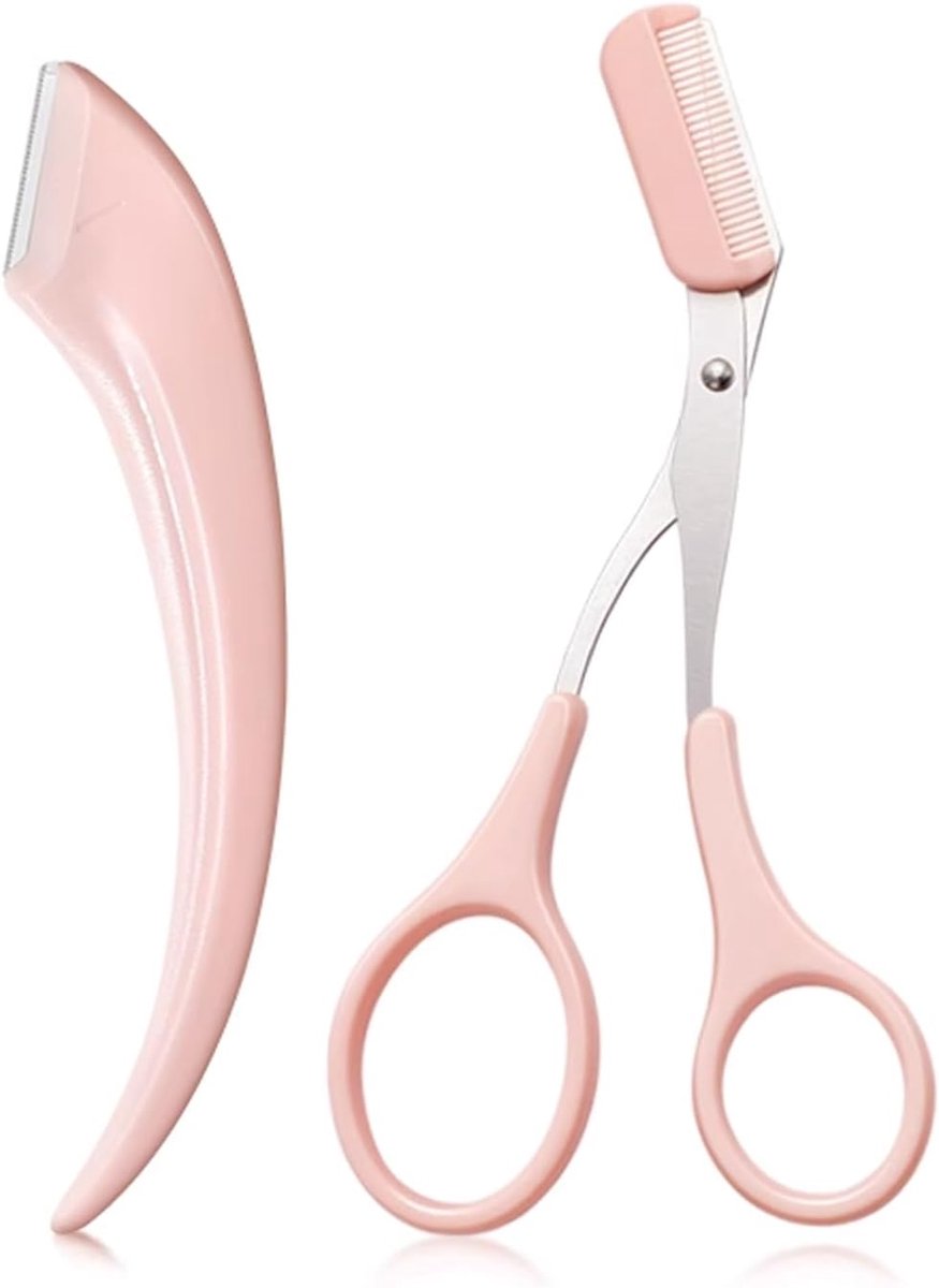 Wenkbrauwschaarset, 1 stuk, wenkbrauwschaar, trimmer + 1 wenkbrauwschaar met kam, professioneel precisiegereedschap voor vrouwen en mannen
