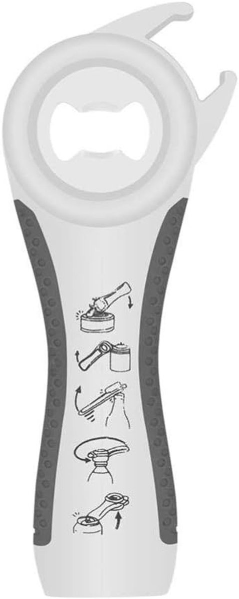 5 in 1 RVS blikopener Alles in één flesopener Soda Bieropener Keuken Handleiding Flexibel Gereedschap Multifunctioneel (grijs)