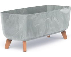 Bloempot Rechthoekig - Sierpot Langwerpig - Planten Buiten - Met Poten - 58 cm - Betonkleur