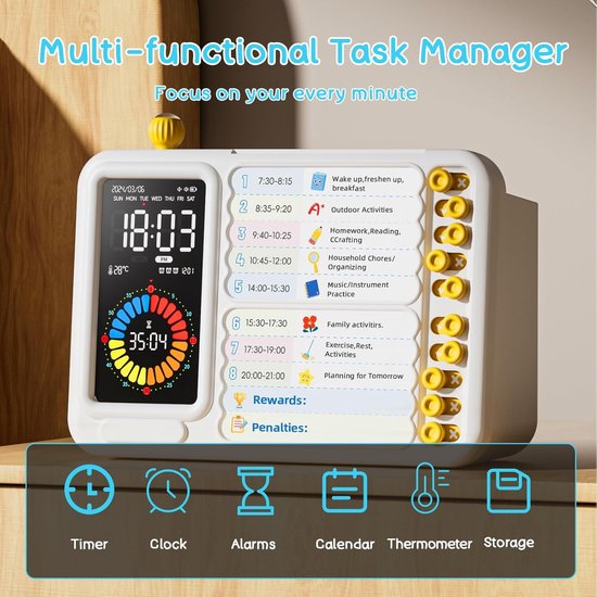 Visuele Timer Kinderen - Keukentimer Tijdmanagement - Tijd Beheren - HD Kleurenscherm - 20 x 9.5 x 17 cm — afbeelding 4