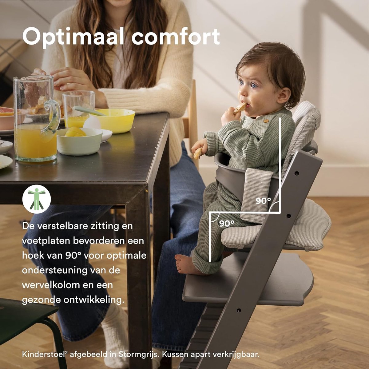 Kinderstoel met Baby Set - Hoge Stoel Eetstoel - Samen Eten - Groeit Mee Met Kind – foto 3