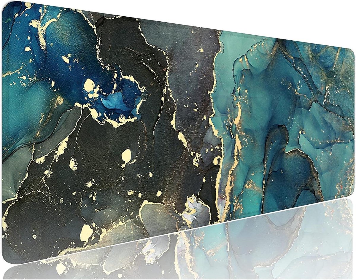Bureaumat XXL - Bureauonderlegger Muismat - Bureau Organisatie - Ultra Glad Oppervlak - 81 x 30 cm - Teal Marble