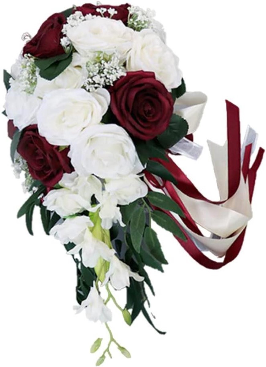 Bruidsboeket - Bruidsboeket bruiloft - Bruiloft decoratie - Handgemaakt met kunstbloemen - Lichtgewicht - Type 02