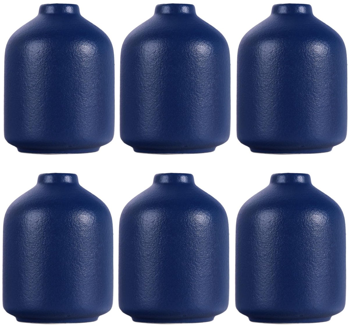 keramische knopvazen set van 6 - kleine, waterdichte, moderne boho-decoratie voor tafel, kantoor, woonkamer, boerderij - matblauwe decoratieve bloemenvazen voor thuis, middelpunt,