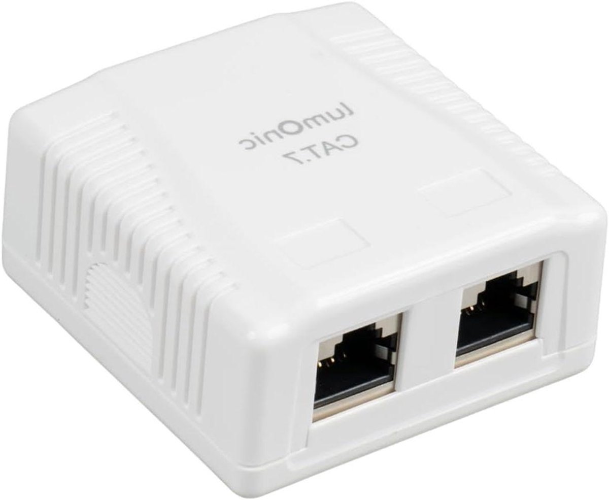 Netwerkcontactdoos - RJ45 Aansluiting - Internet Installeren - Opbouw Zonder Beitelen - 2-Poorts - Wit