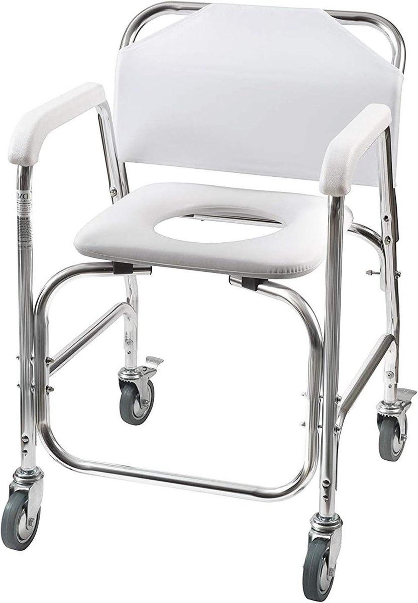 Douche Transport Stoel - Badkamer Rolstoel - Veilig Douchen - Waterproof Rugleuning - 56 x 56 x 86 cm - Wit