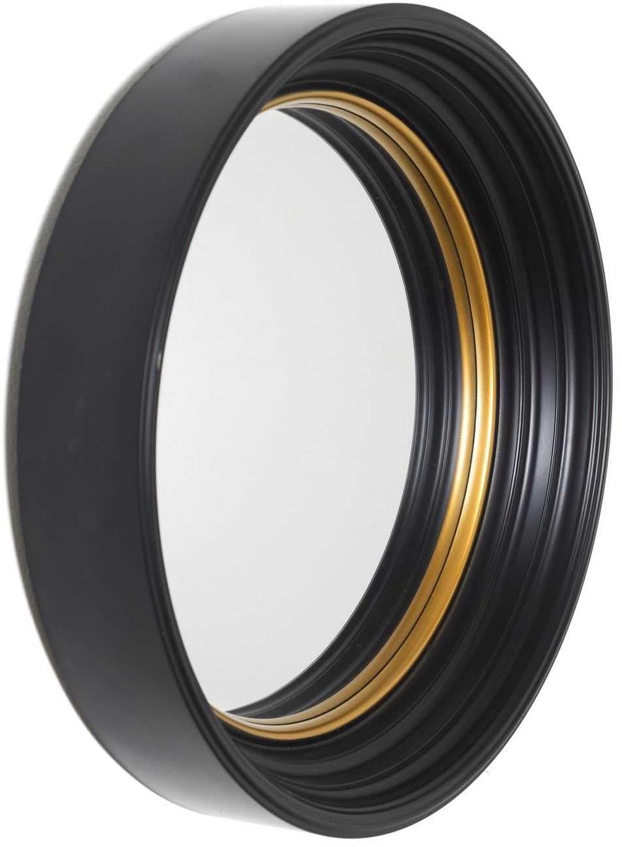 HOME DECO FACTORY, HD0112, ronde bolle spiegel 405 cm, elegante wanddecoratie, vergrotend effect, modern design, eenvoudig te installeren, zwarte contour, ideaal voor woonkamer of slaapkamer - zwart