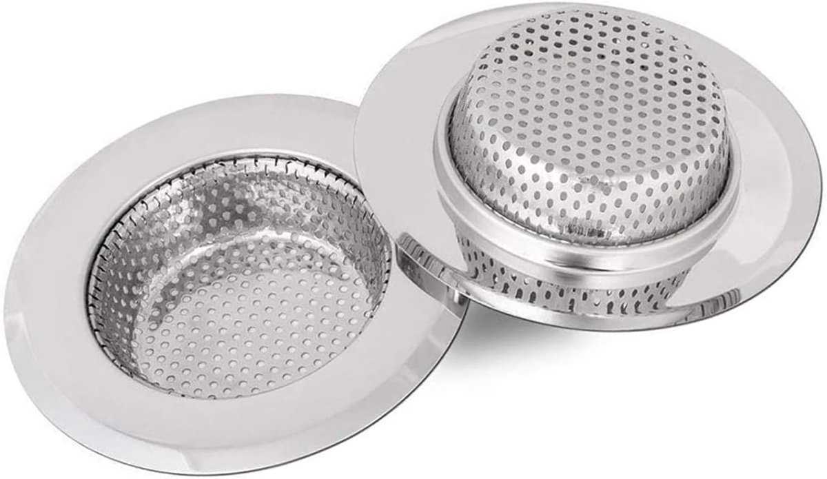 RVS Afvoerfilter voor Keuken en Badkamer, 90mm, Voorkomt Verstoppingen, Set van 2, Duurzaam en Efficiënt