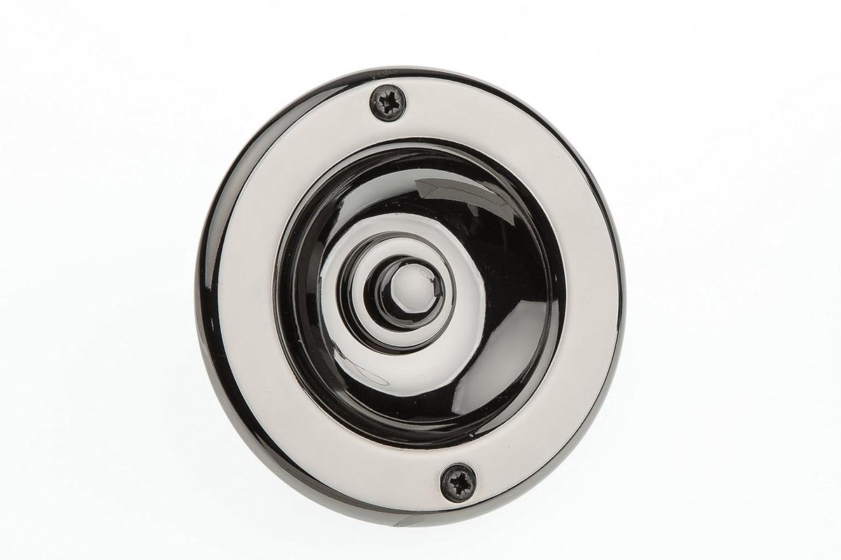 Inbouw belknop - Deurbelknop rond - Voordeur bedienen - Verchroomd messing - 7 cm diameter - Messing