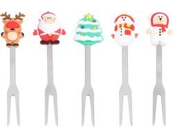 Dessert Vorkjes - Fruit Prikkers - Feestelijke Hapjes - Kerst Design - 5 Stuks - Multicolor