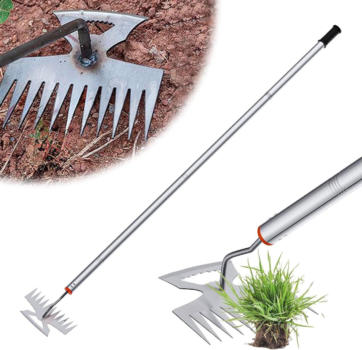 Onkruidtrekker Lange Steel - Tuinkoffel Wortelverwijderaar - Onkruid Vrij Maken - 2-in-1 Dubbelkop Ontwerp - Tot 115 cm - Metaal