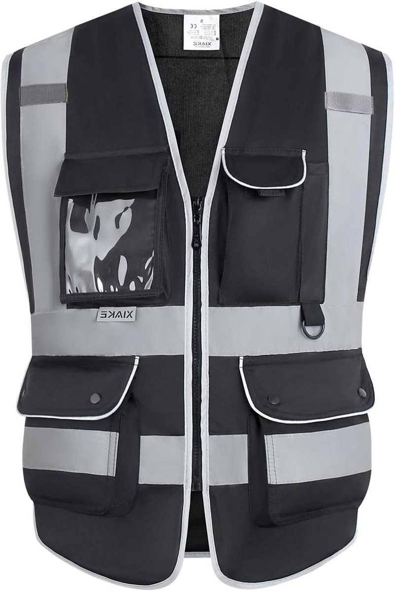 Reflecterend Veiligheidsvest - Hoge Zichtbaarheid Vest - Veilig Werken - 8 Handige Zakken - Uniseks Volwassene - Zilver