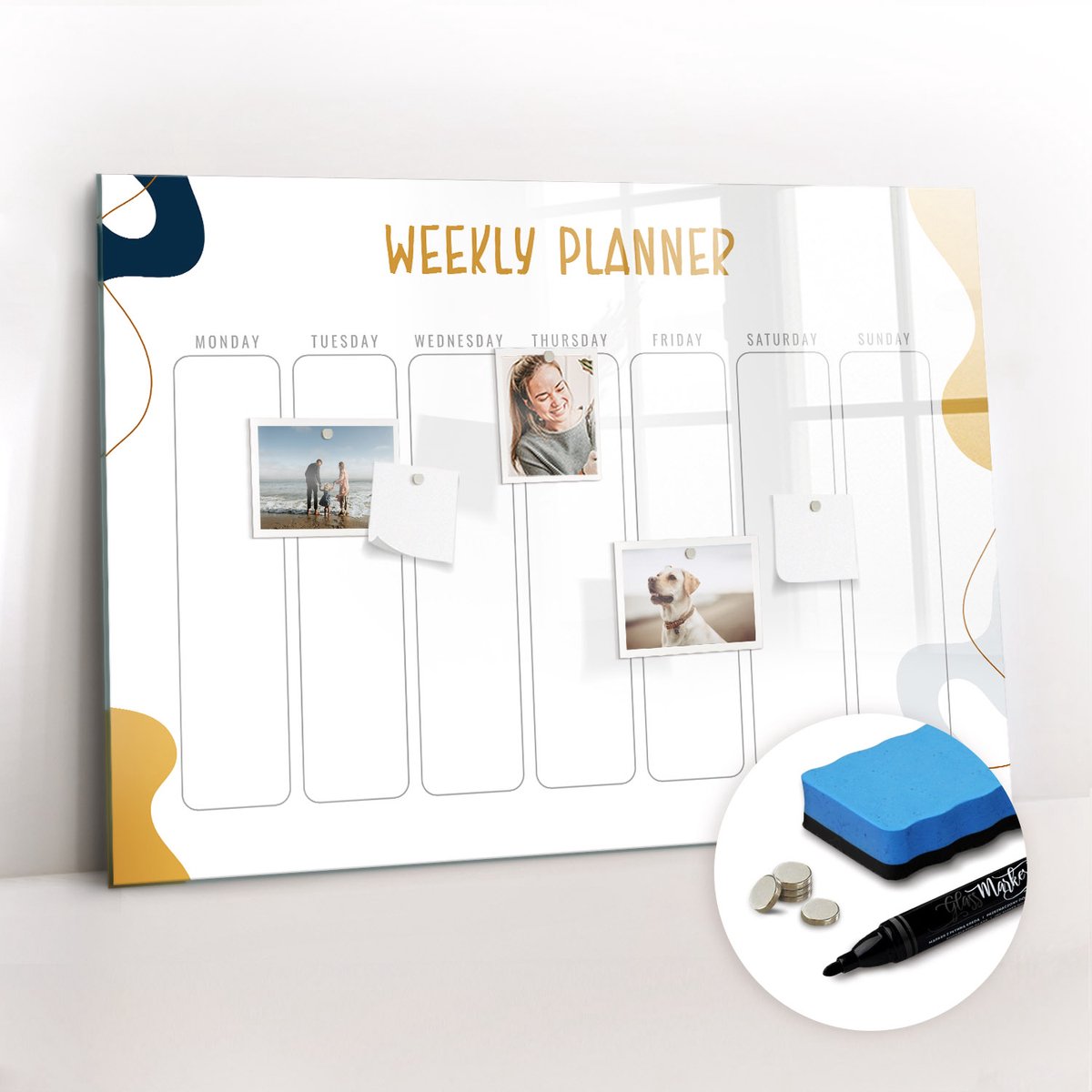 Tulup Whitebord - Notitieboekje weekplanner - 100 x 70 cm - Wit Memo Bord - Gratis 5 Sterke Magneten + Whiteboard Marker & Wisser - Decoratief Magnetisch Bord - Magnetisch Bord - Productiviteit Tools