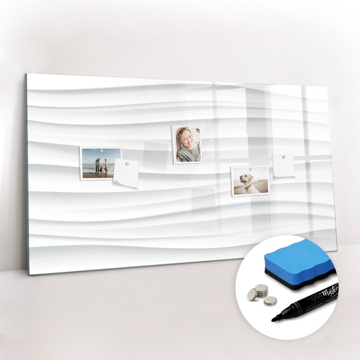Tulup Whitebord - Golventextuur - 120 x 60 cm - Wit Magneetbord Design - Gratis 5 Sterke Magneten + Whiteboard Marker & Wisser - Scandinavisch Design Bord - Memobord Keuken - Organiseer Je Bureau