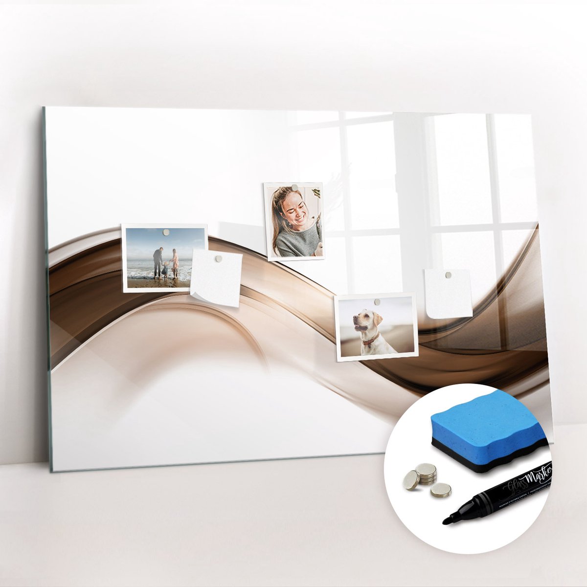 Tulup Whitebord - Abstracte lijn - 90 x 60 cm - Veelkleurig Foto Magneetbord - Gratis 5 Sterke Magneten + Whiteboard Marker & Wisser - Organizer Muur - Magneetbord Design - Planning Muur