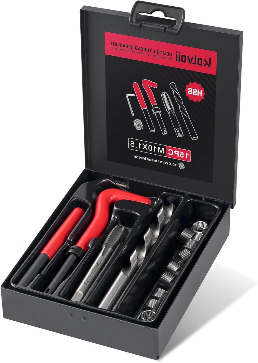Schroefdraad reparatieset - Draad herstel kit - Metaal repareren - HSS boren en 304 RVS - M10 x 15 - Zilver