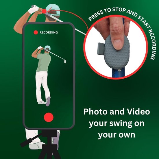 Golf Swing Camera Afstandsbediening - Golf Camera Shutter Swing Opname - Golf Swing Analyseren - Handsfree Opname Vanuit Grip — afbeelding 3
