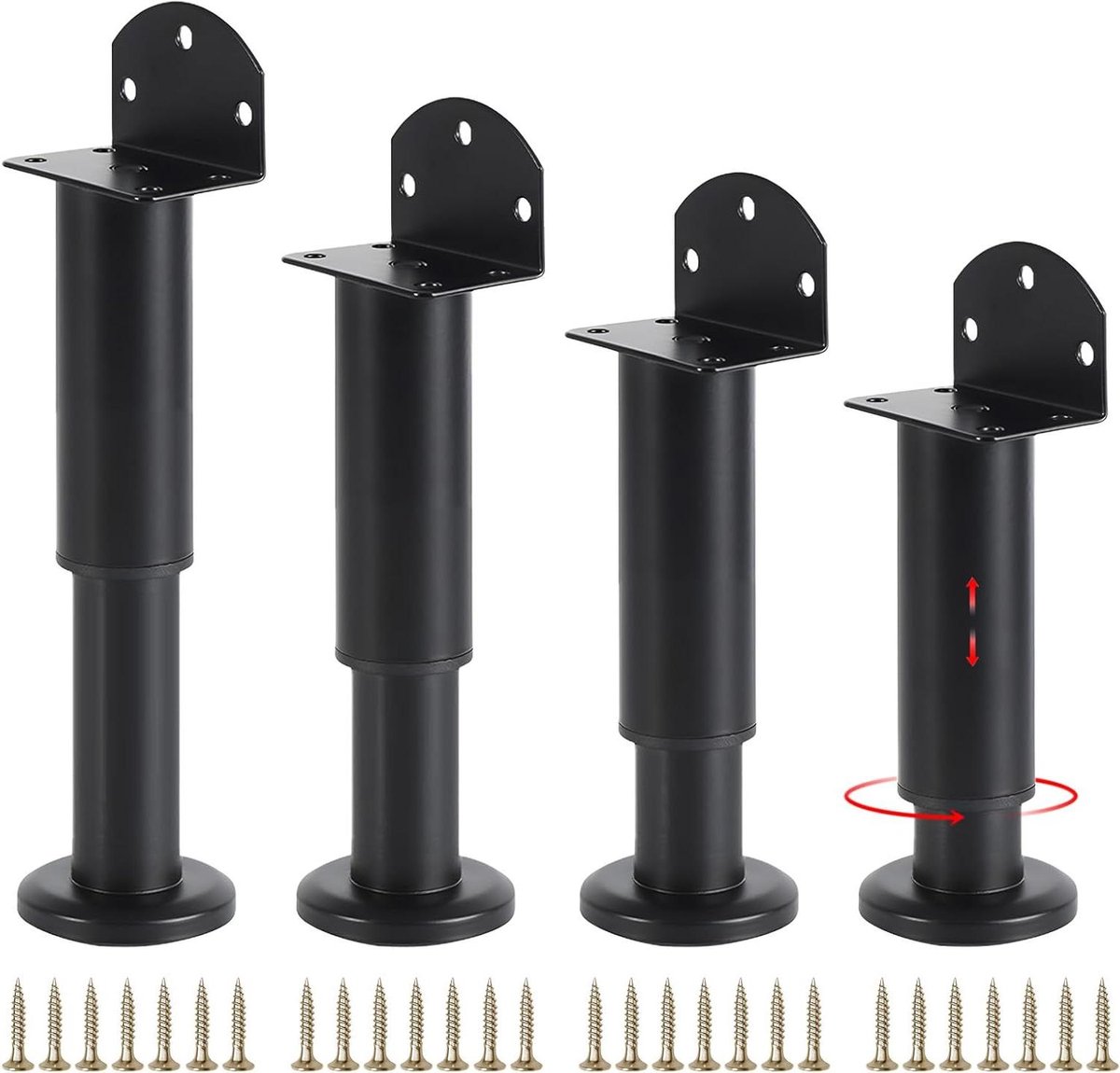 Meubelpoten Set - Kastpoten Verstelbaar - Meubels Stabiliseren - L-vormige Houder - 12-18 cm - Zwart
