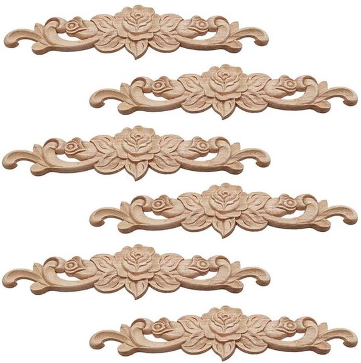 Decoratieve houten stickers - 6 stuks sculptuur applique - Onlay gesneden meubels - Hout g