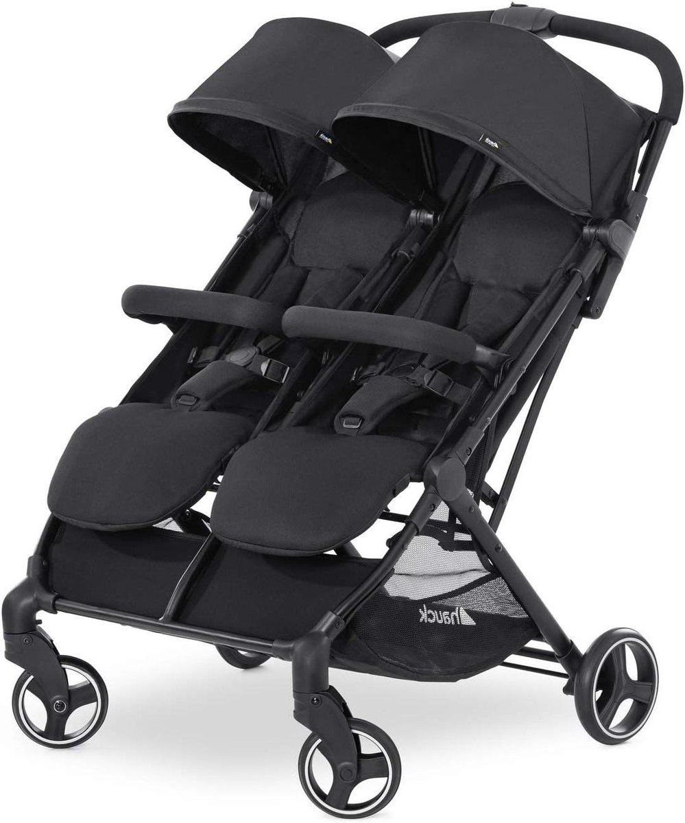 Dubbele Kinderwagen - Tweelingbuggy Duobuggy - Onderweg met twee - Met één hand inklapbaar - 11.8 kg - Zwart