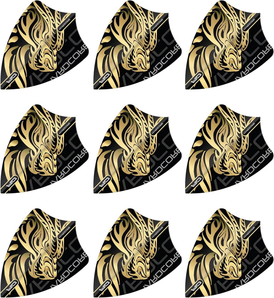 Dart Flights - Dart Vluchten - Darten - Freestyle Vorm - 100 Micron Dik - Zwart Goud