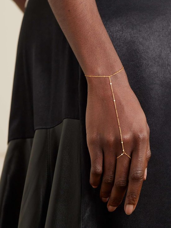 14k Vergulde Hand Ketting Armband Voor Vrouwen Trendy, Sierlijke Ring Armbanden Hand Chain Vinger Nail Armband Eenvoudige Gouden Hand Sieraden Voor Vrouwen Geschenken — afbeelding 3