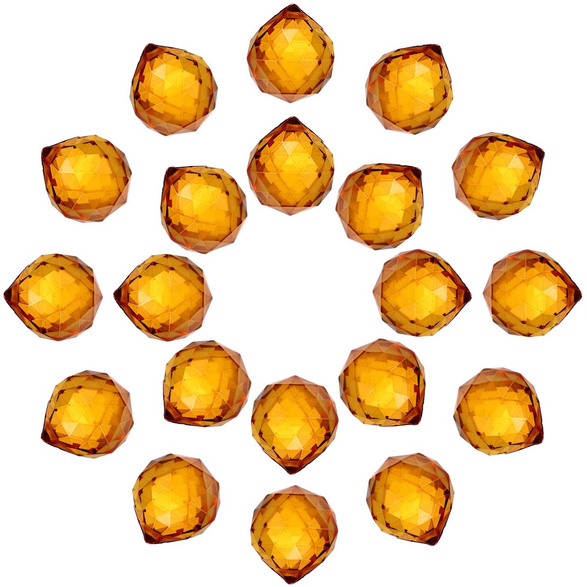 20 stuks Prisma glazen ballen, 20 mm, decoratieve ballen, windvanger, om op te hangen voor kroonluchters, ramen, bruiloftsdecoratie, woondecoratie, amber