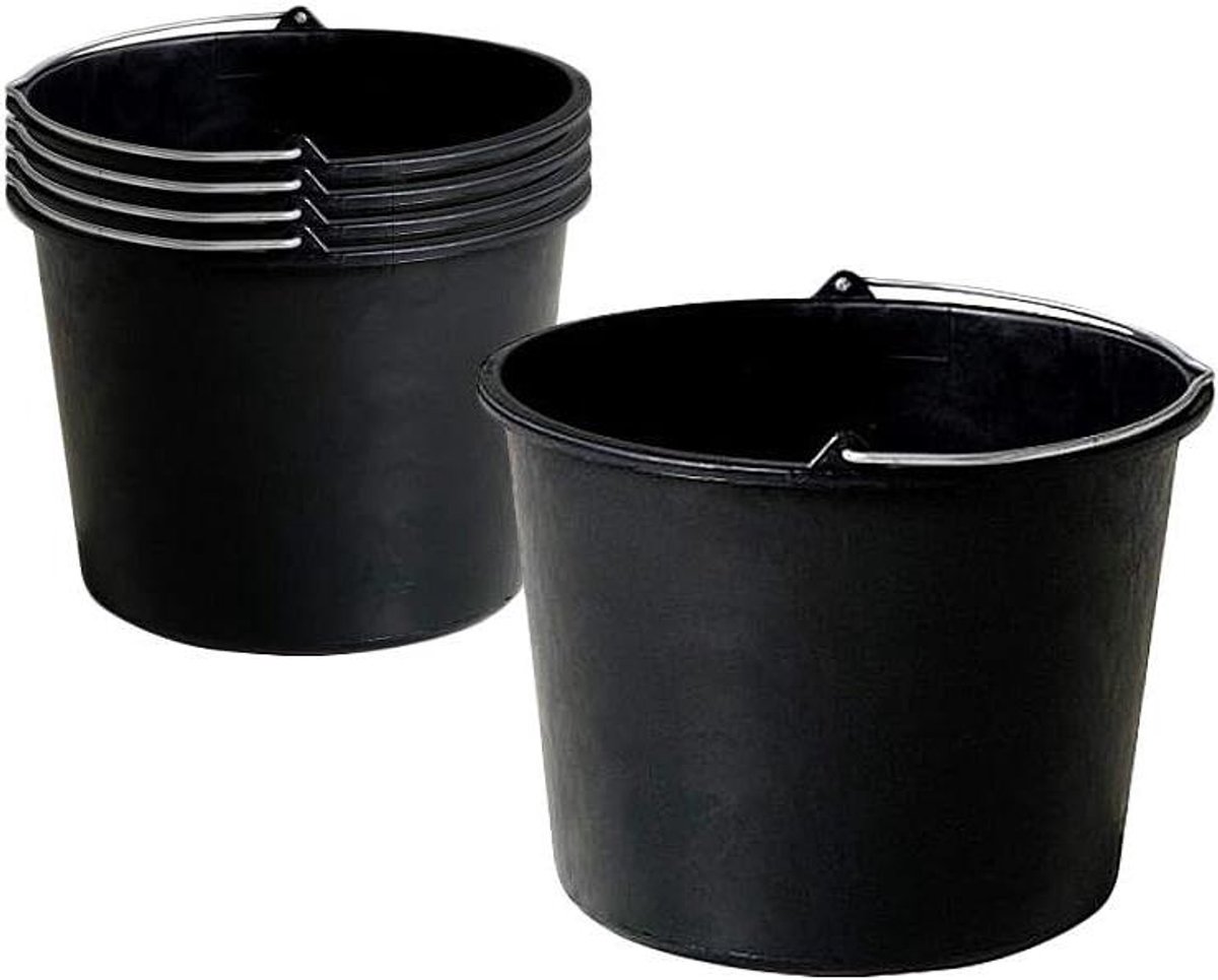 Bouwemmer - Cementemmer Poetsemmer - Klusmateriaal Transport - Metalen Handgreep - 20 liter - Grijs