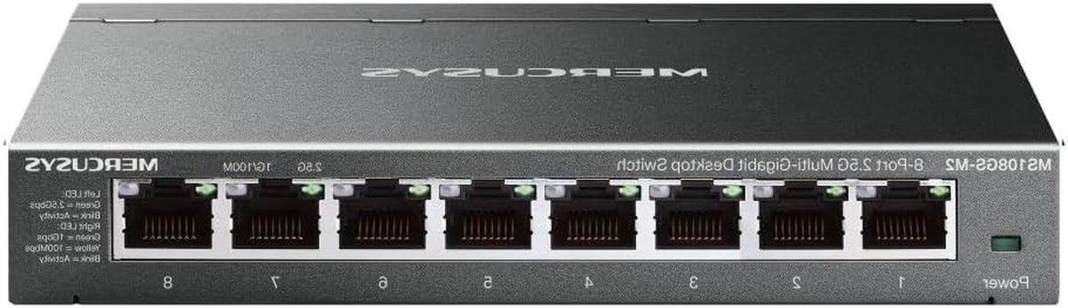 Netwerk Switch - Ethernet Hub - Snelle Netwerkverbinding - 8 Poorten 2.5 Gigabit - 19 x 137 x 89 cm
