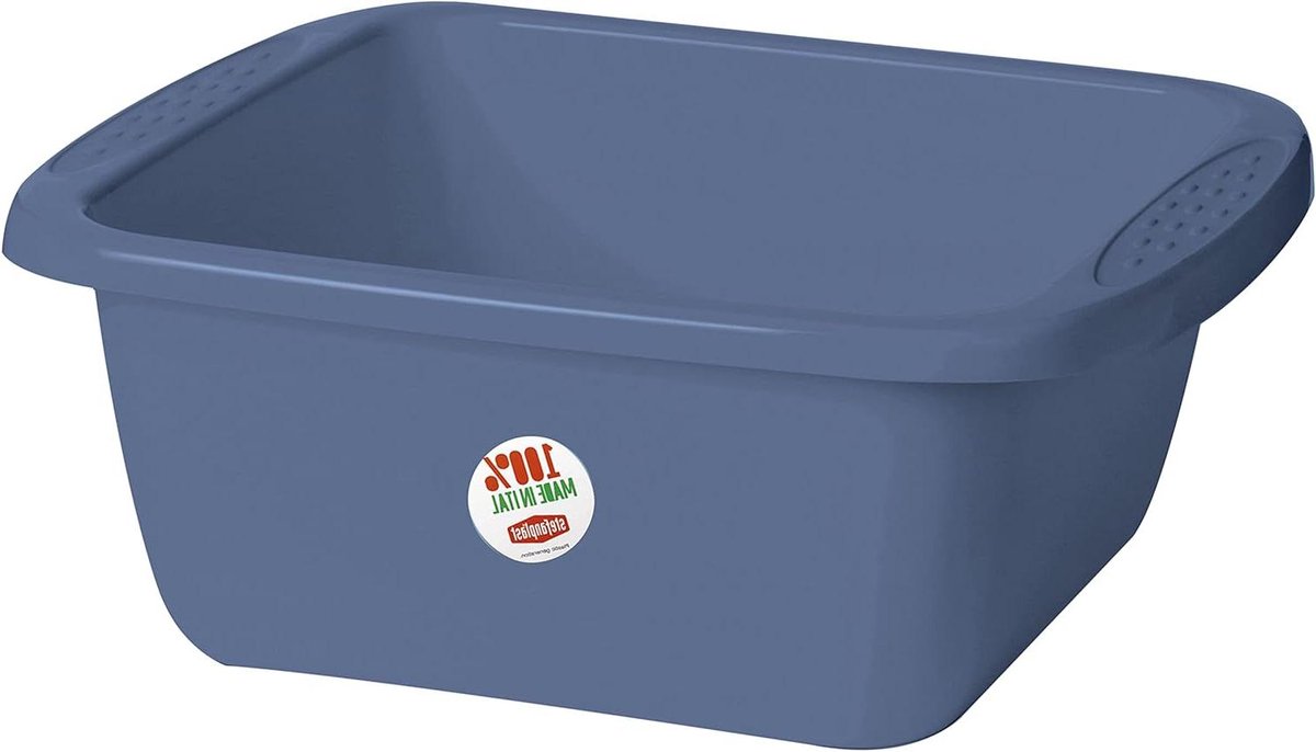 Huishoudkom - Wasbak Keuken - Universeel Gebruik - Rechthoekig Ontwerp - 10 liter 39x35x15cm - Blauw