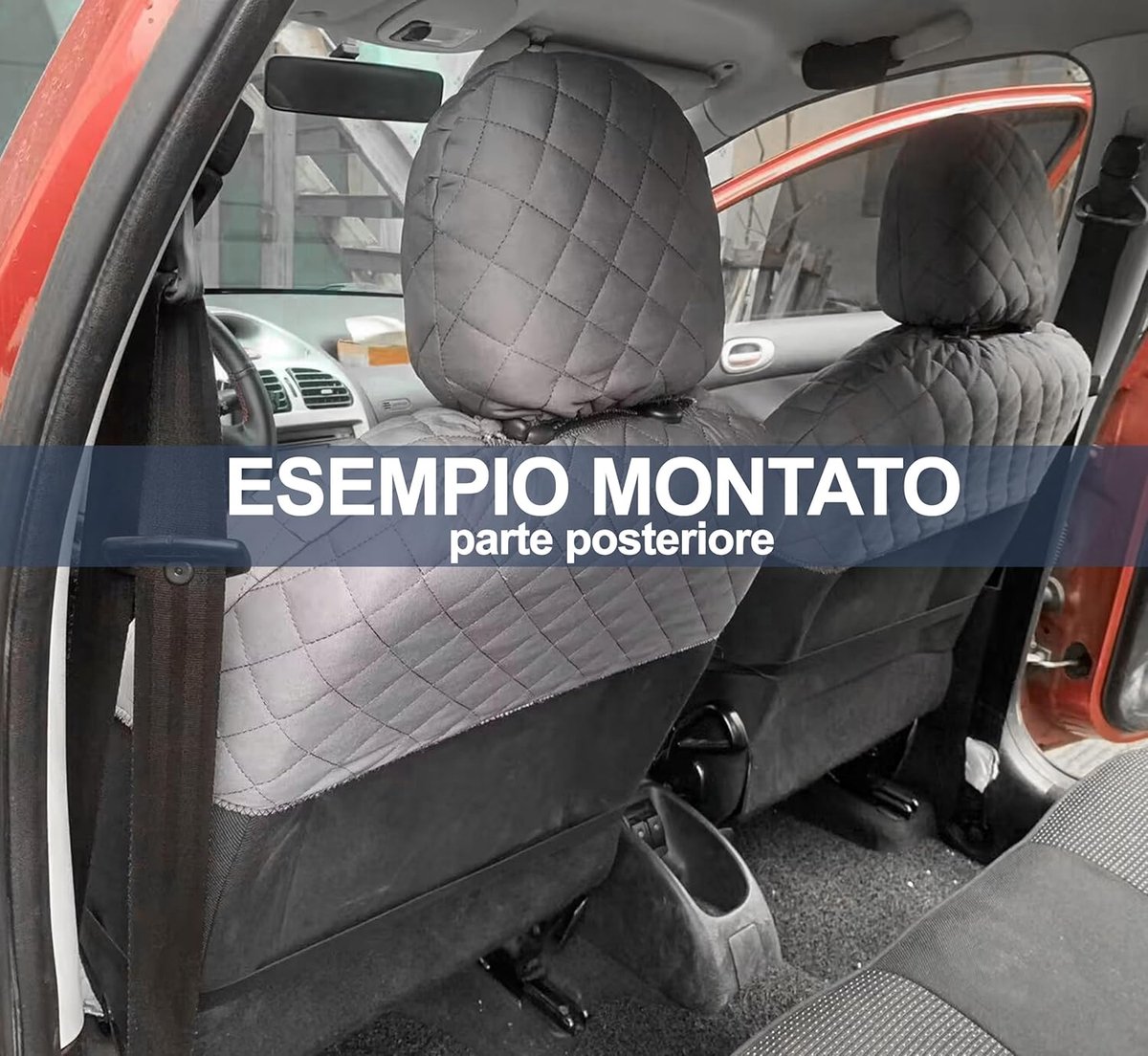 Universele autostoelhoezen - Stoelbekleding Auto - Autostoelen Beschermen - Gewatteerd Polyester - Voorstoelen Set - Grijs – foto 5