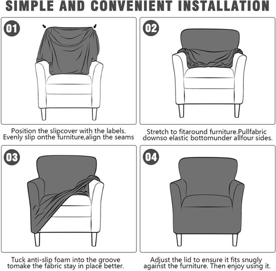 Fauteuilhoes, High Stretch bankovertrek, 1-zits, fauteuilhoes, stretch, zachte stoelbeschermer met armleuning, stoelhoes, meubelbescherming, bankovertrek, wasbaar, lichtgroen (lichtgeel) — afbeelding 5