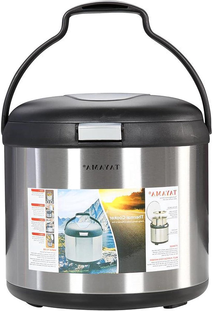 Thermische Kookplaat - Warmhoudpan - Energiebesparend Koken - Houdt 6 uur warm - 7 Qt. Capaciteit - Zwart