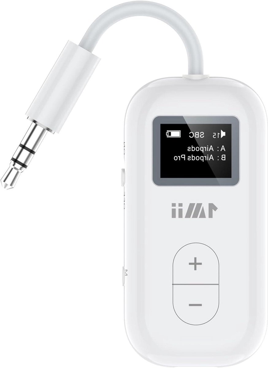 Bluetooth Zender - Audio Adapter - Draadloos Luisteren - OLED Display - 25 Uur Speeltijd - Zwart