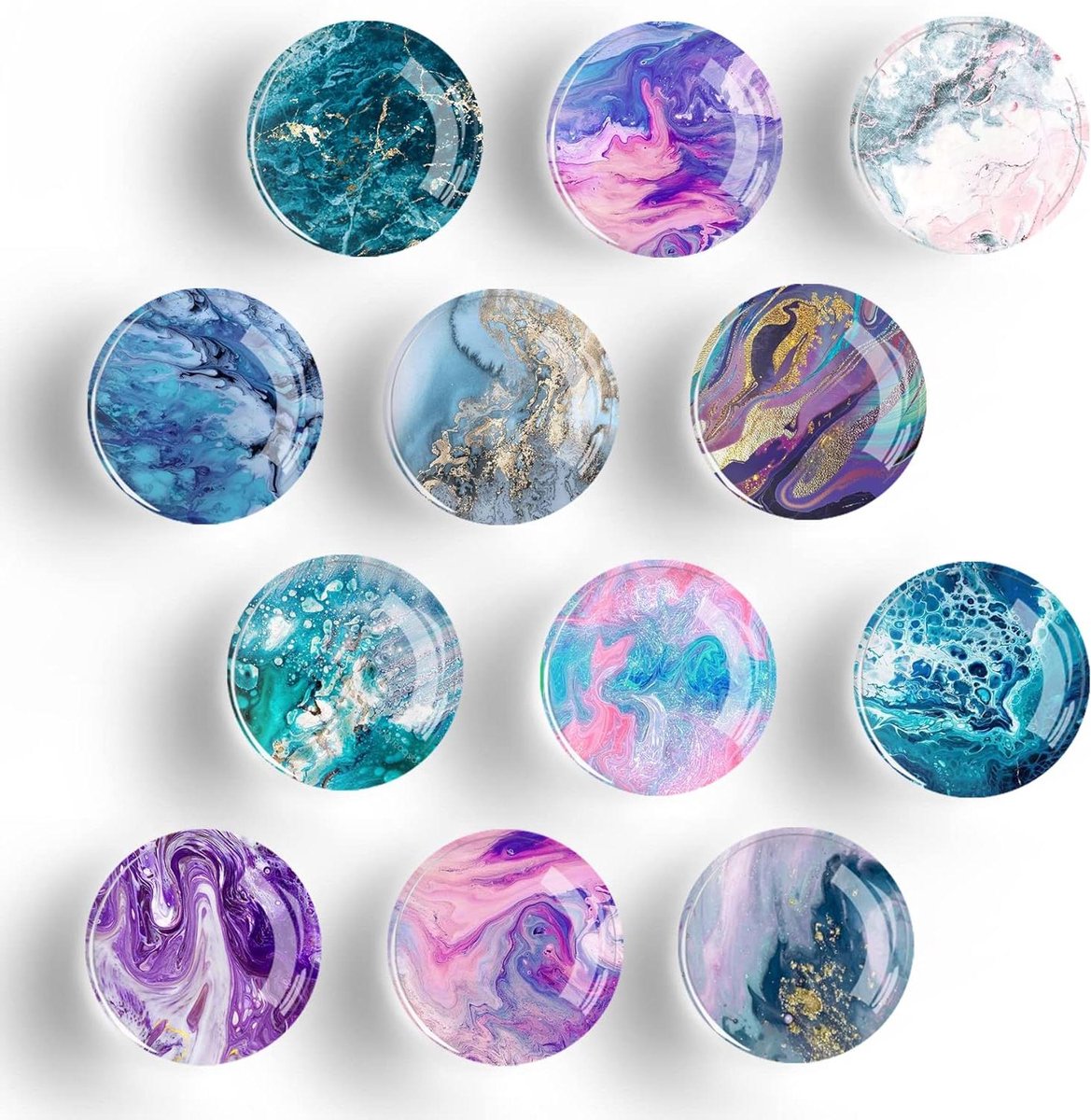 Glazen Koelkastmagneten - Kristal Stickers - Decoratie Keuken - Sterke Zuigkracht - 30 mm - Marmer