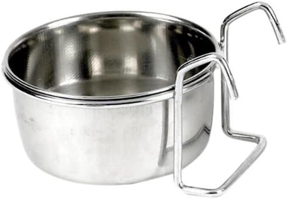 Voerbak - Drinkbak - Huisdieren Voeden - Met Draadhouder - 150 ml - Zilver