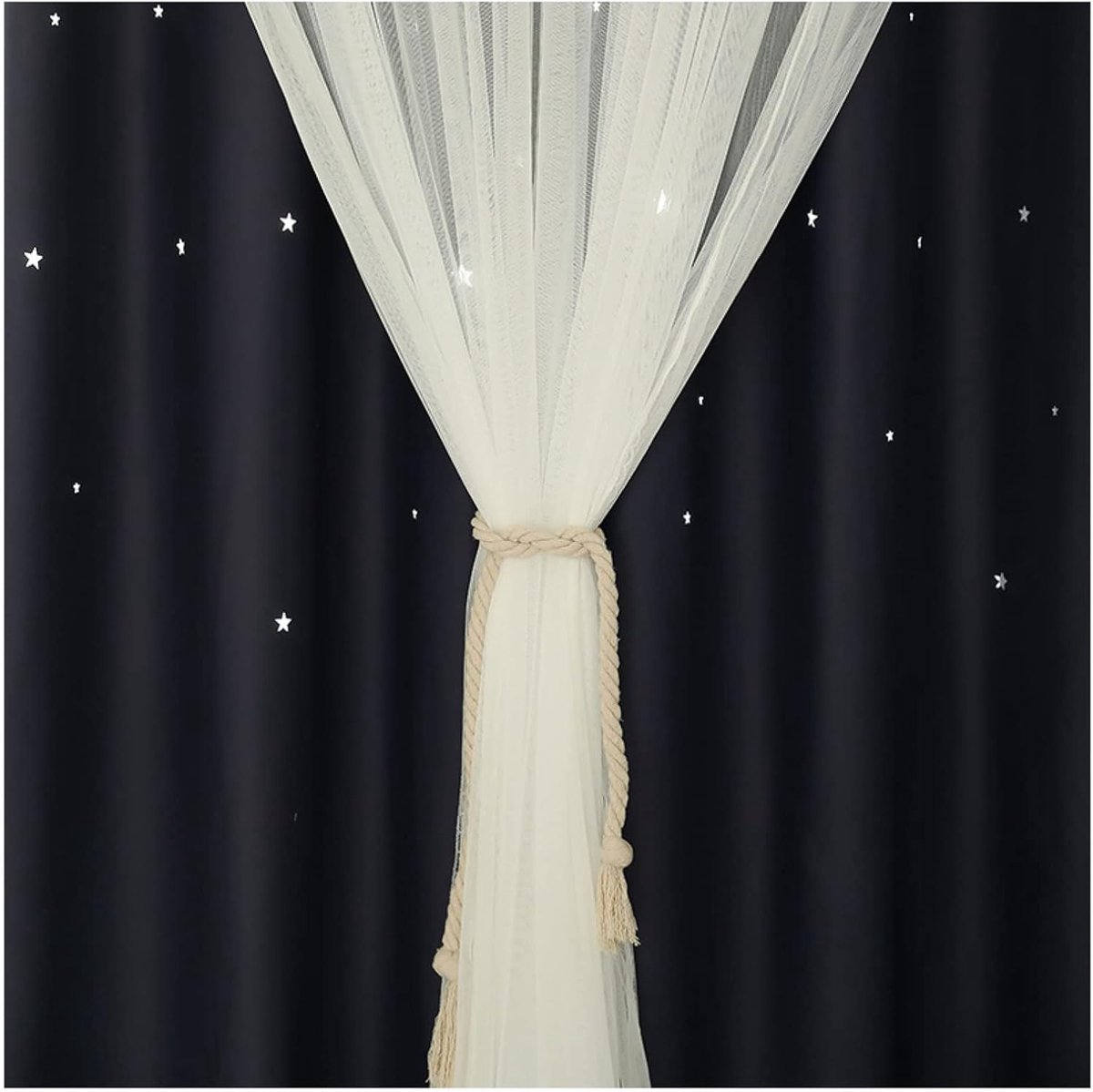 2 Stuk Verduisterings/Thermische Geïsoleerde,Gordijn Kinderkamer/Slaapkamer/Woonkamer/balkon,Voile Potloodplooi Polyester/Verschillende Maten,Darkblue-150x270cm(59x106inch)