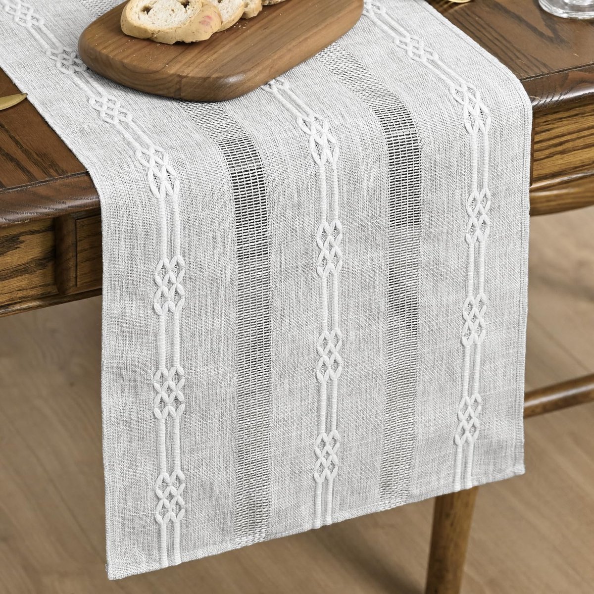 Mode Linnen boerderij rustieke boho lichtgrijs tafelloper 33x143 cm, seizoensgebonden vintage vakantie keuken eettafel decoratie thuisfeest decoratie