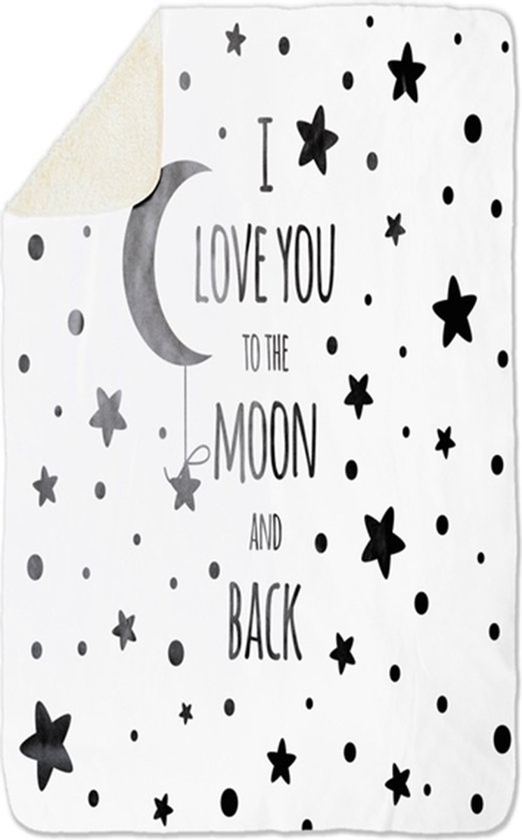 Fleecedeken Love tot the Moon, 96x146cm, Polyester Sherpa