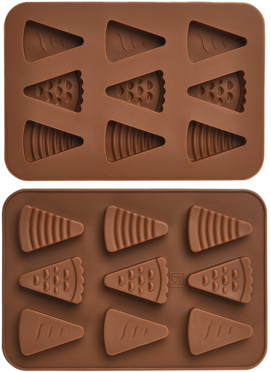 2 Stks 9 Holte Pizza Siliconen Mallen Herbruikbare Siliconen 3D Driehoek Vormige Fondant Cake Mould Kaas Chocolade Mallen Voor Diy Snoep Bakken Ijspudding Zeep Creatieve Handwerk