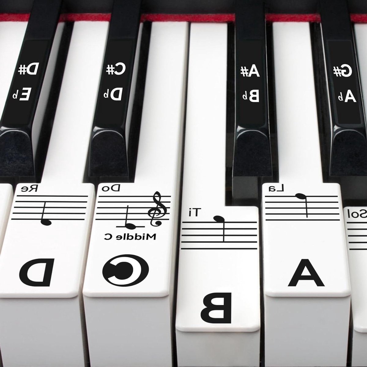 Pianosleutel Stickers - Toetsenbord Labels - Muziek Leren - Verwijderbaar Zonder Resten - 88 76 61 Toetsen - Zwart
