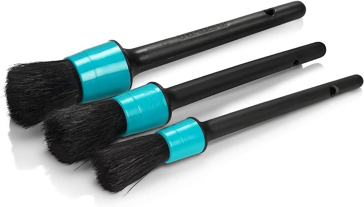 Detailing Borstel Set - Poetsborstels Auto - Auto Reinigen - Set van Drie - 3 Delig - Zwart