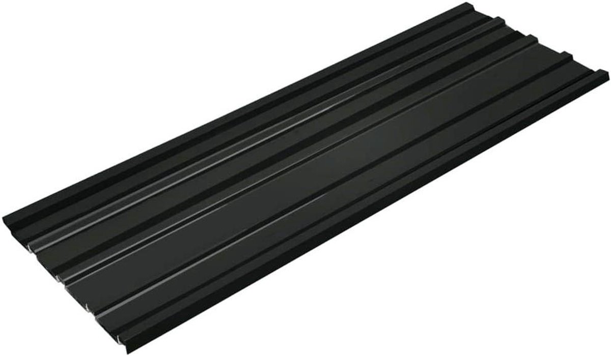 Dakpanelen metaal - Dakplaten - Gebouw bedekken - Roestbestendig staal - 12 stuks - Antraciet
