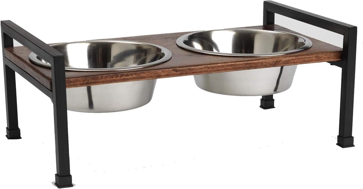 Honden Voerbak - Honden Eettafel - Honden Voeden - Antislip Tafel - 43x22x13 cm - Houtkleurig